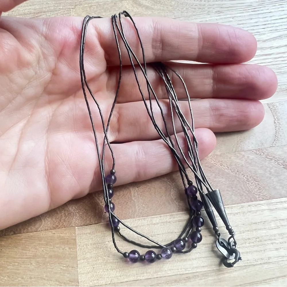 Vintage 925 Sterling silver liquid silver multi strand necklace